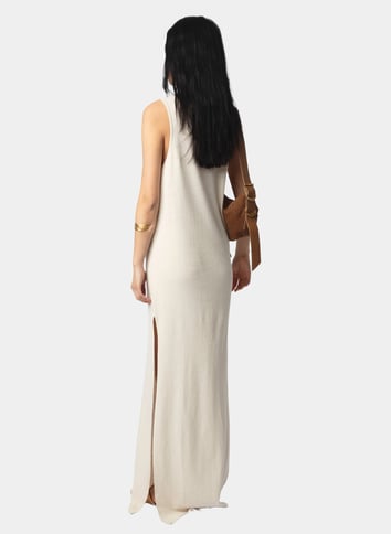 Robe longue décolleté v en coton et en lin mélangés ZADIG&VOLTAIRE Beige